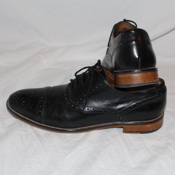 Johnston & Murphy Brogue/Wing Tip Style Black Lace Oxford Dress Shoe Men 11 - Picture 7 of 16